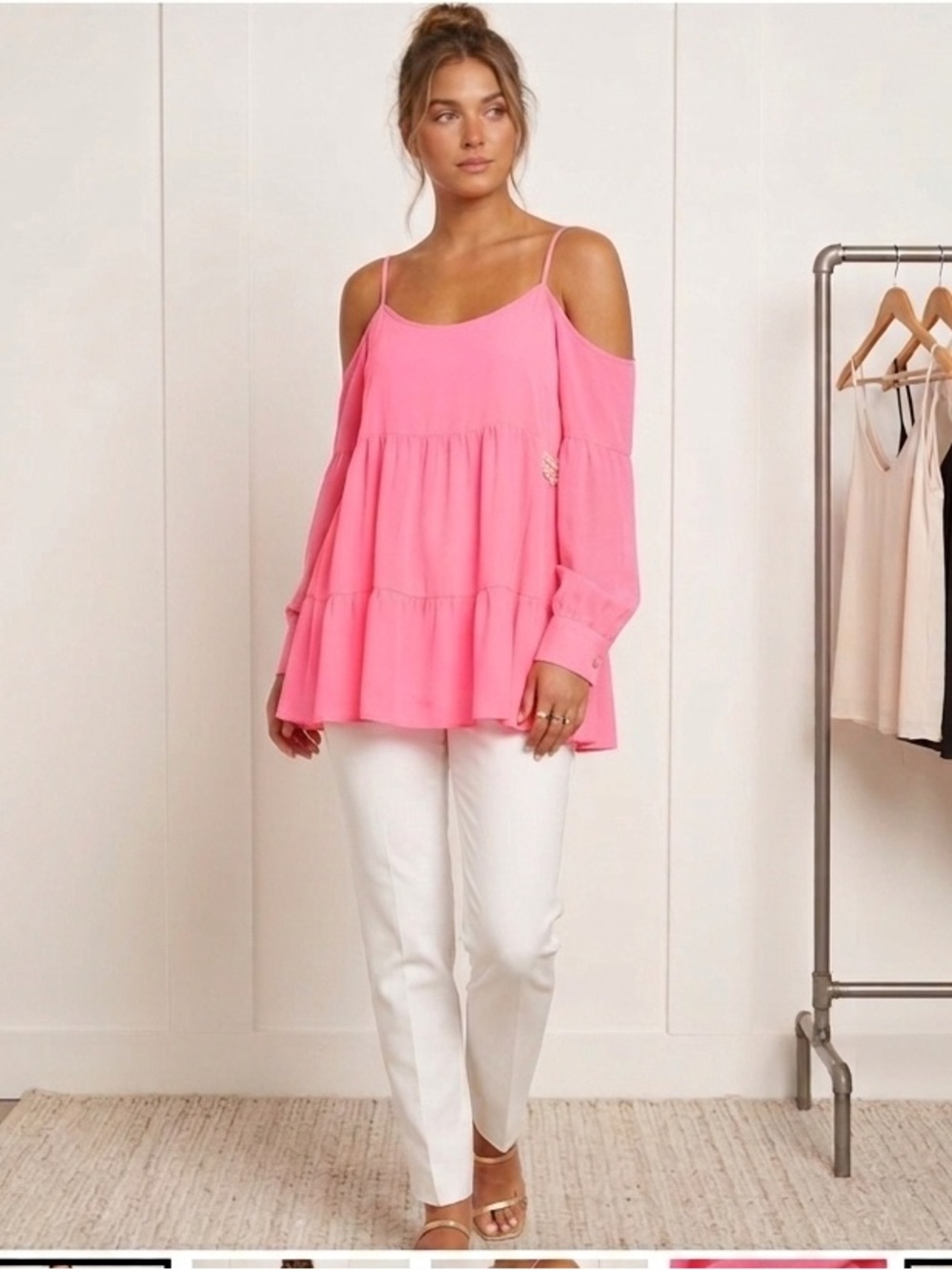 ❤️5/$25 Women's Pink Cole Shoulder Sleeveless Top